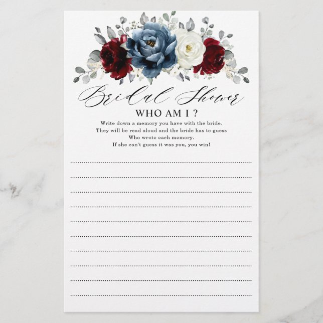 Slate Blue Burgundy White Ivory Quem Sou Eu Jogo (Frente)