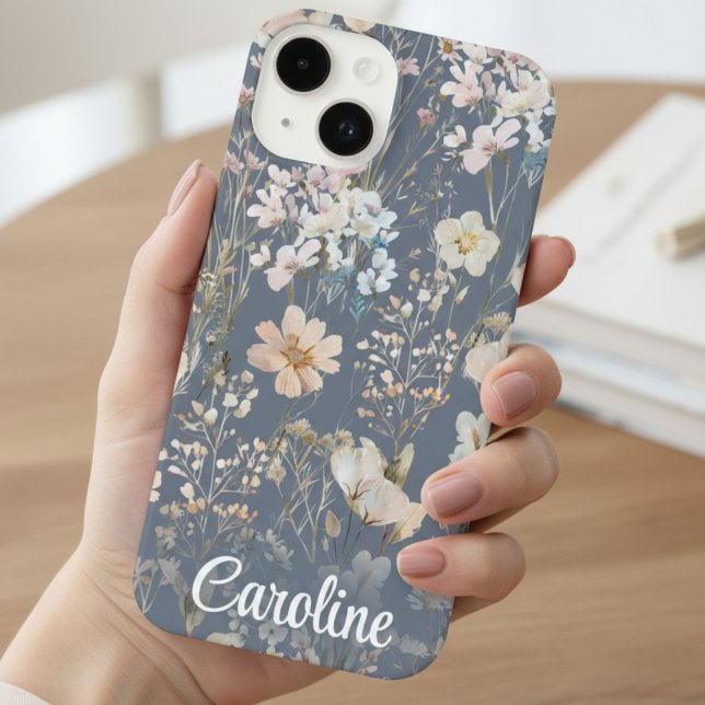 Slate Blue Floral Personalized  (Criador carregado)