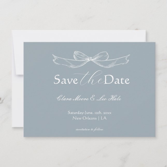 Slate Blue French Country Wedding Save The Date (Frente)