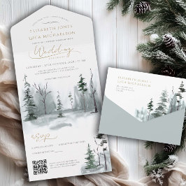 Slate Winter Landscape Woodland Weding Código QR
