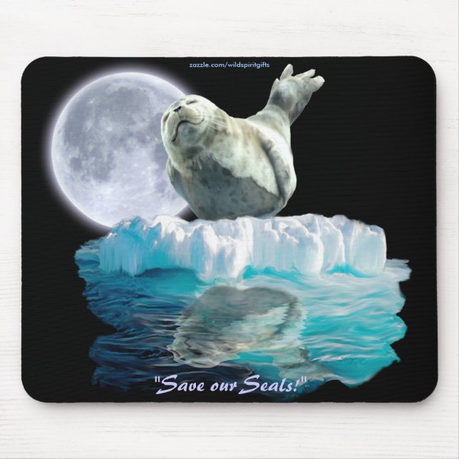 Sleal-Pup e Lua-Wildlife Lover Mousepad (Frente)