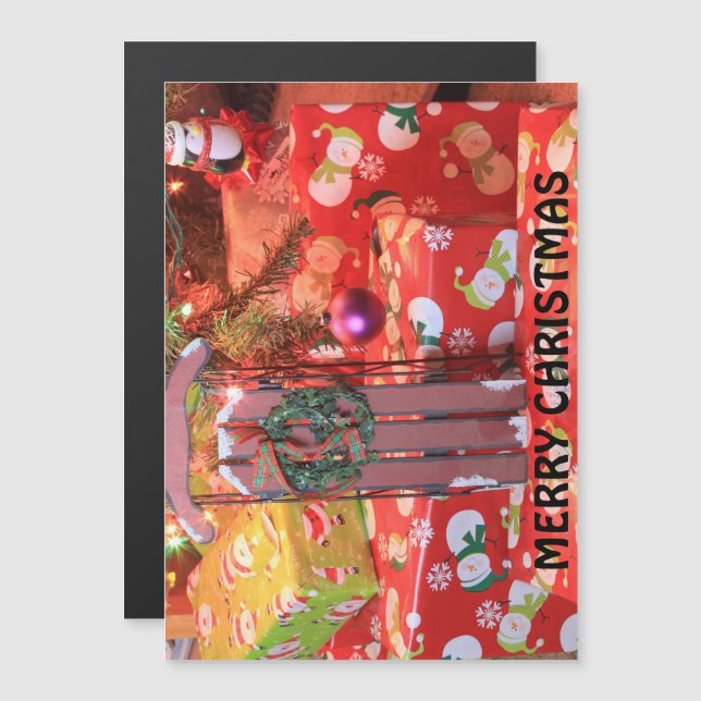 Sled de Natal com coroa Magnética (Frente/Verso)