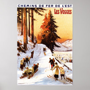 Sledding e esquiar no poster de Vosges