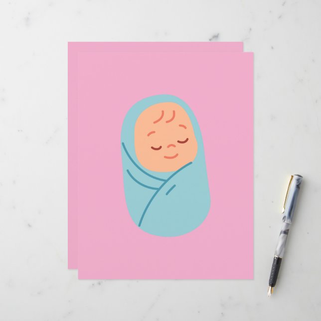 Sleeping Baby Swaddled in Blue (Frente/Verso In Situ)
