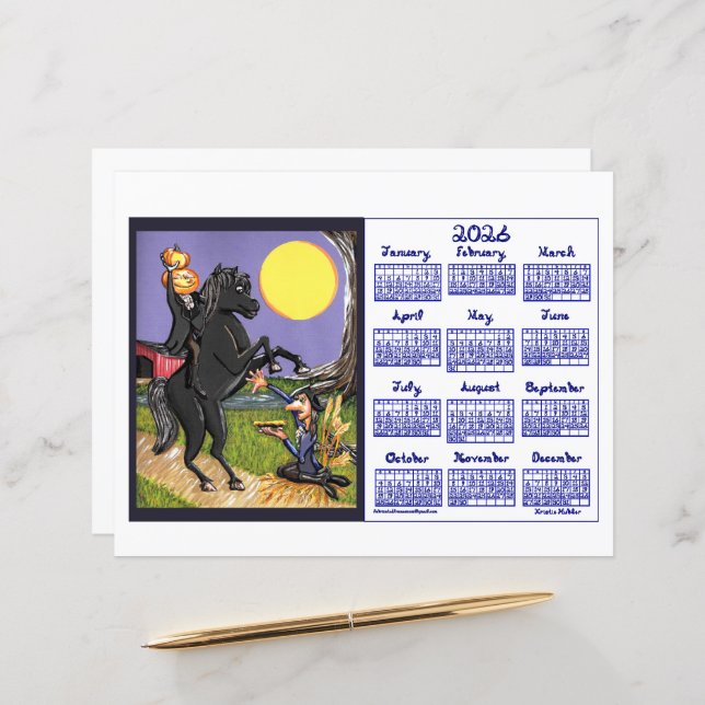 Sleepy Hollowing Inspired 2026 Calendar Paper  (Frente/Verso In Situ)