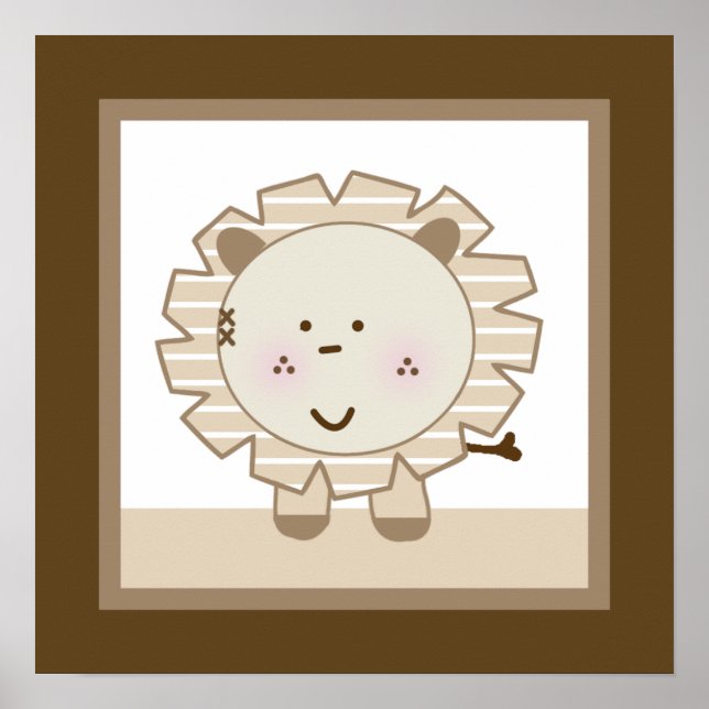 Sleepy Safari Lion Nursery Wall Art Poster (Frente)