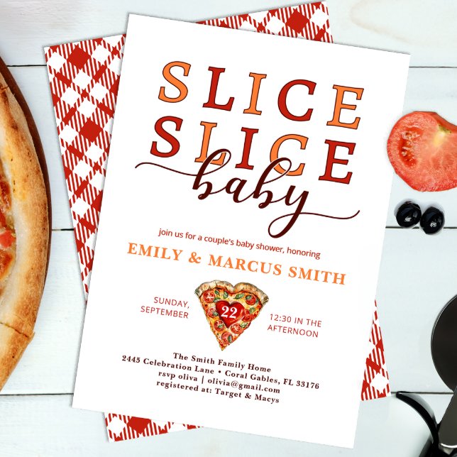 Slice Slice Baby Pizza Co-ed Convite para Chá de f (Slice Slice Baby Co Ed Baby Shower)