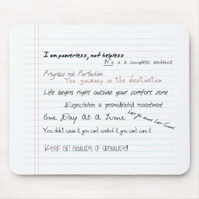 Slogan Mousepad inspirador do al-anon (Frente)