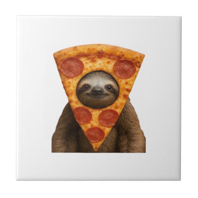 Sloth pizza funny weird prank meme cute happy chri (Frente)