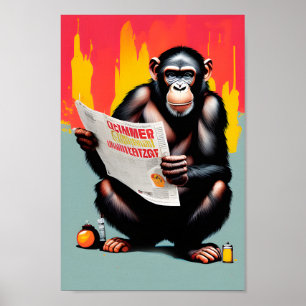 Smart Ape Poster - Arte de Parede Chimp Personaliz