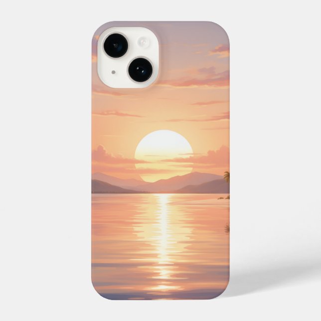 Smartphone case with sunset illustration (Verso)