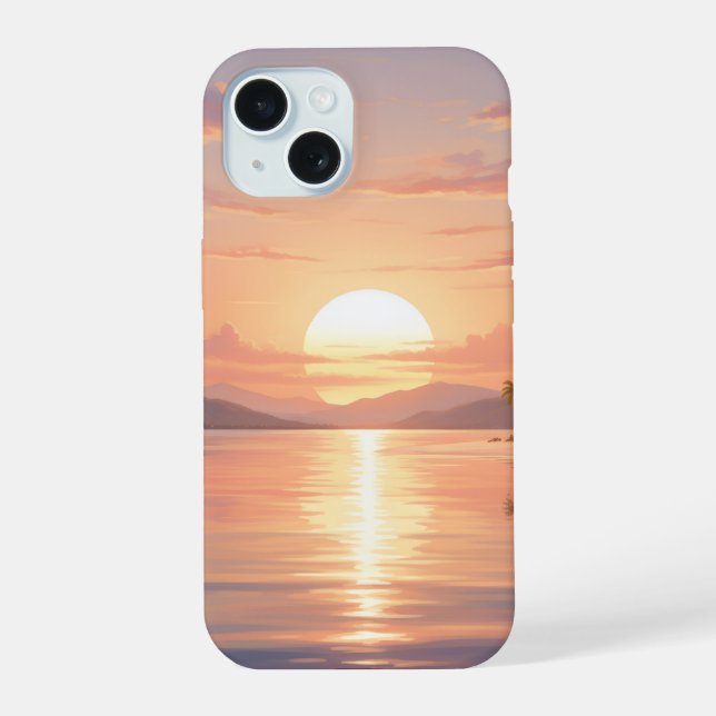 Smartphone case with sunset illustration (Verso)