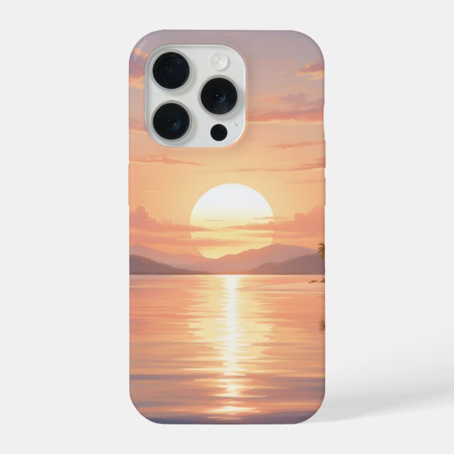 Smartphone case with sunset illustration (Verso)