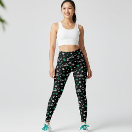 Smile & Heart Print Leggings for Women