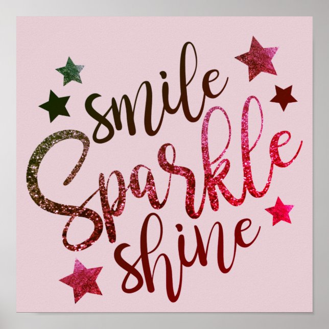 Smile Sparkle Shine - red/pink poster (Frente)