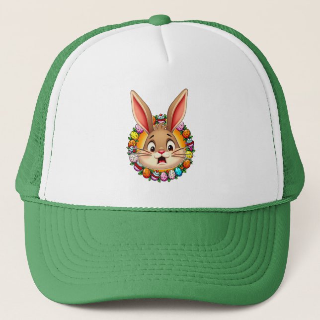 Smiling Easter Bunny – Floral Frame boné (Frente)
