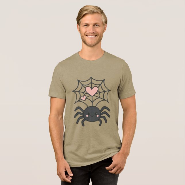Smiling Spider Weaving a Heart Web Cute Halloween (Frente Completa)