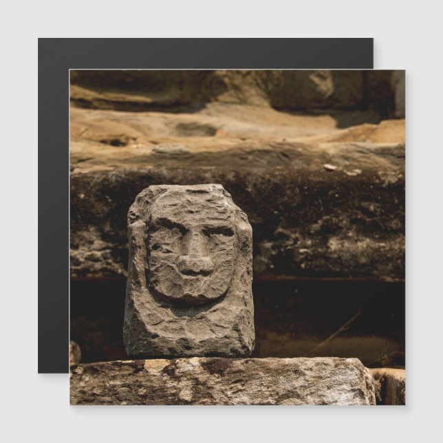 Smiling Stone Totem Cambodia Magnet Card (Frente/Verso)