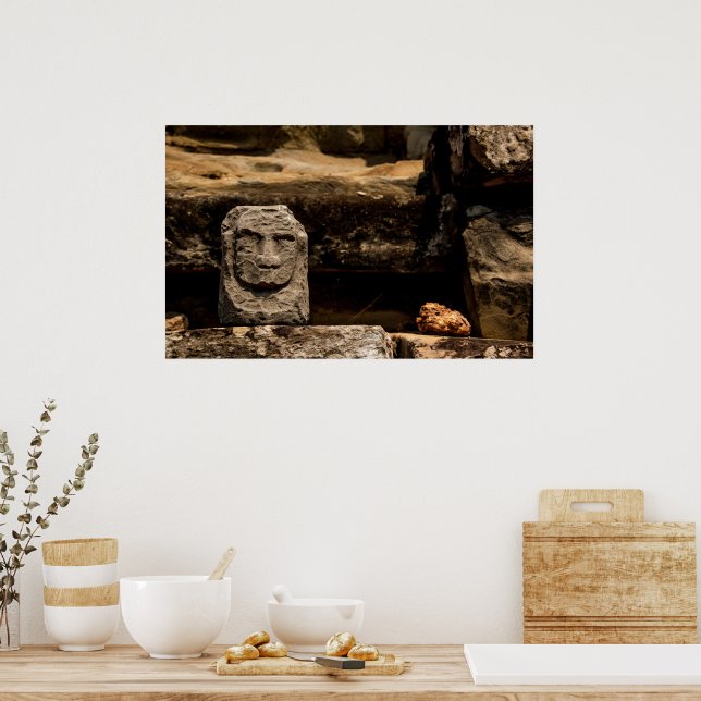 Smiling Stone Totem Cambodia Temple Art Poster (Cozinha)