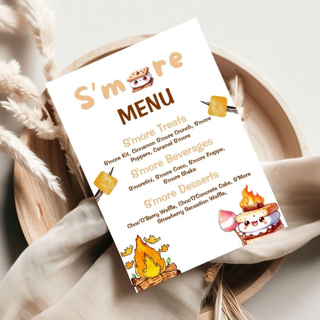S'more Menu Sign Smore Bar S'mores Station Out (Criador carregado)
