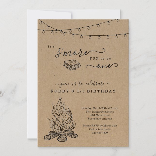 S'mores Primeiro Convite de aniversário (Frente)