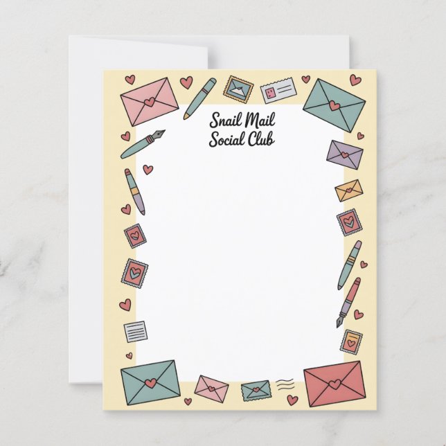 Snail Mail Social Pen Pal Letter Writing Paper (Frente)