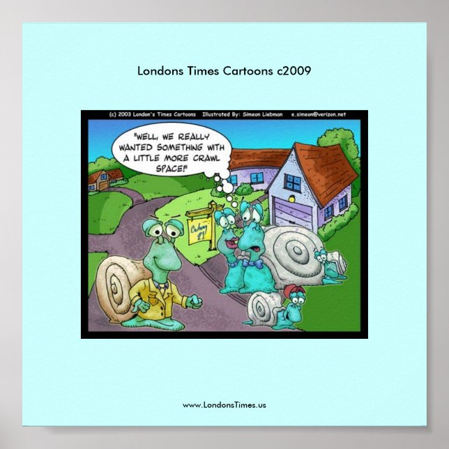 Snail Real Estate Sales Funny Cartoon Poster (Frente)