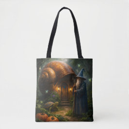 Snail shell cottage enchanted Forest shoulder tote