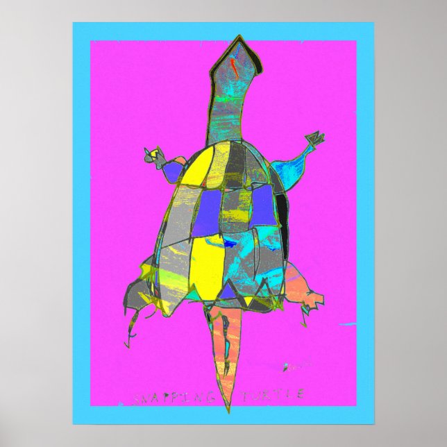 Snapping Turtle Abstract Art Poster (Frente)