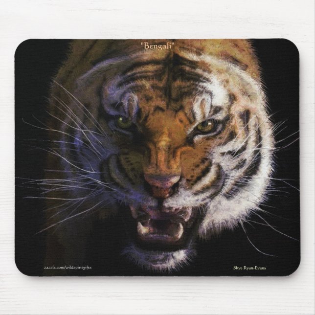 Snarling Bengal Tiger Fine Art Wildlife Mousepad (Frente)
