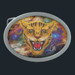 Snarling Tiger Nebula Oval Belt Buckle<br><div class="desc">Essa feroz visão de um Tigre Narrador é sobreposta a uma nebulosa espacial profunda. É uma imagem simbolizando o poder e a determinação do excelente. Quando você vestir esta fivela de cinto você terá muito respeito e admiração porque ela representa seu espírito orgulhoso. . . . Por favor, note: se...</div>