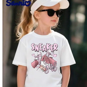 "Sneaker Girl" Camiseta Preta Infantil com Sneaker