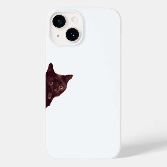 “Sneaky Black Cat Peeking Phone Case” (Verso)