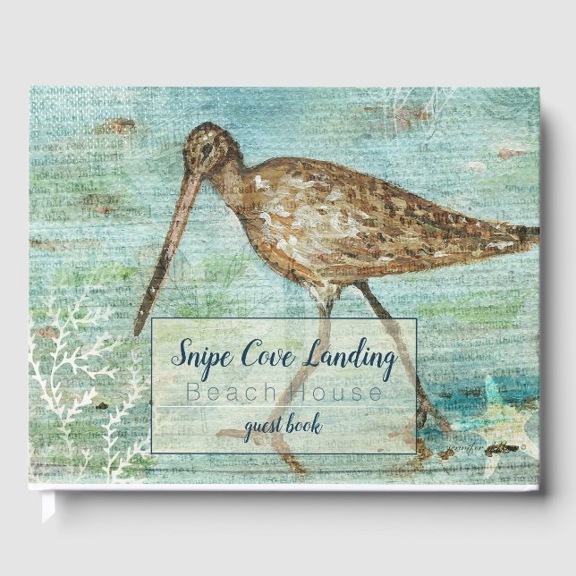 Snipe Shorebird Painting Beach House Livro de Conv (Frente)
