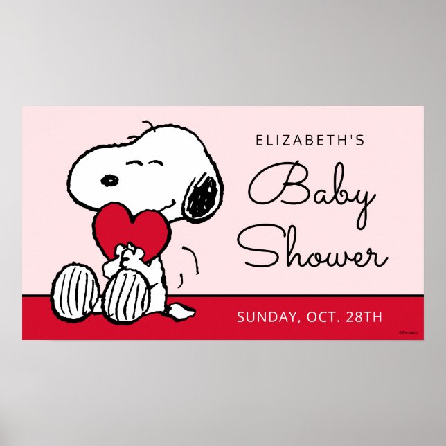Snoopy | Little Sweetheart Baby Shower Poster (Frente)