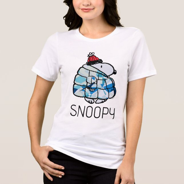 Snoopy Winter Gem Puffer Jacket Tri-Blend Shirt (Frente)