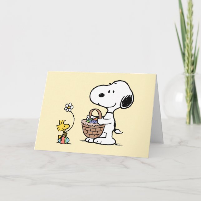Snoopy & Woodstock | Cartão de Boas Festas de Pásc (Frente)