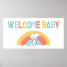 Snoopy & Woodstock Rainbow Baby Shower Poster