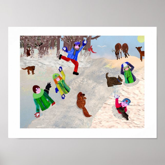 Snow Ball Kids LeeMarie's criativa design Poster (Frente)