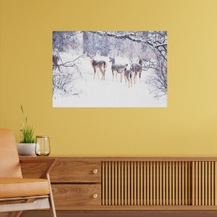Snow Deer no Texas Art Poster