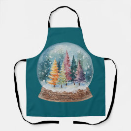 Snow Globe Colorful Christmas Tree Forest