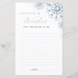 Snow in Love Bridal Shower Advice & Wishes Card