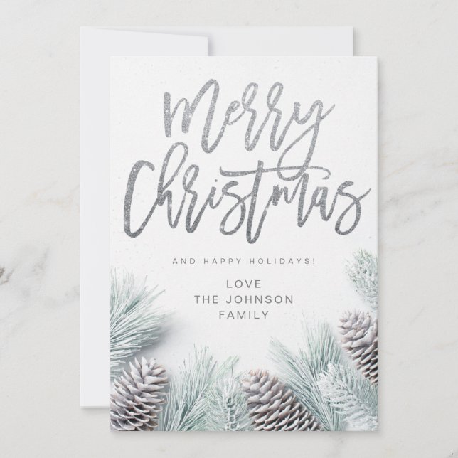 Snow Pine & Leaf Feliz Natal (Frente)