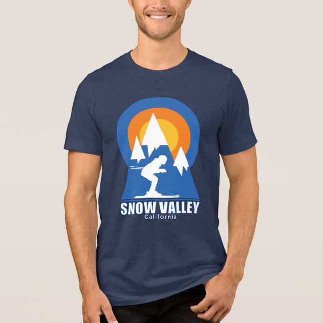 Snow Valley Ski Sunset Retro T Shirt (Frente)