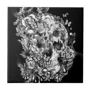 Snowbirds, crânio feito dos pássaros e flores