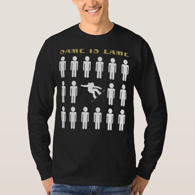 Snowboard O mesmo é Camiseta coxa - Enfiado em L (Frente)