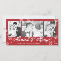 Snowflake Casado e Cartão de Feriado de 3 Fotos pa