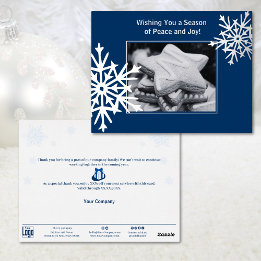 Snowflake Foil acentua Blue Business Holiday Card