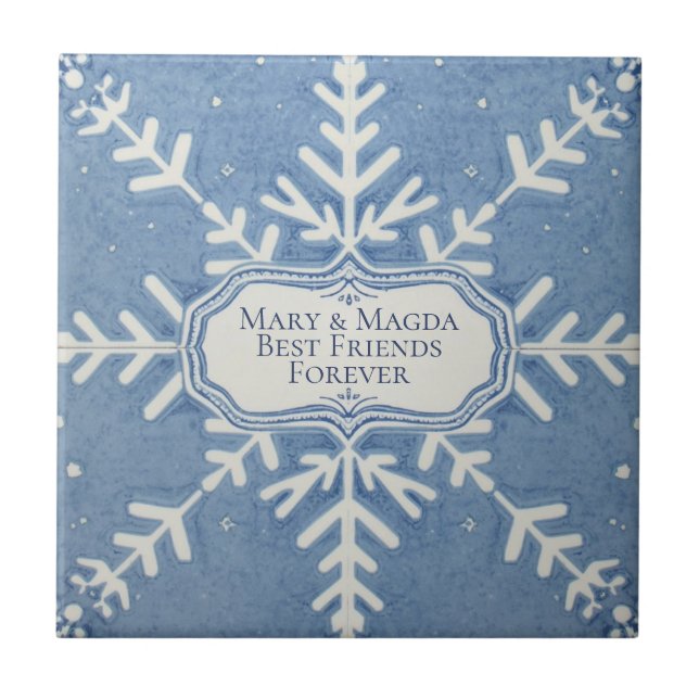 Snowflake pattern blue & white holiday (Frente)
