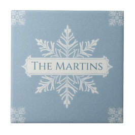 Snowflake pattern blue & white holiday custom name